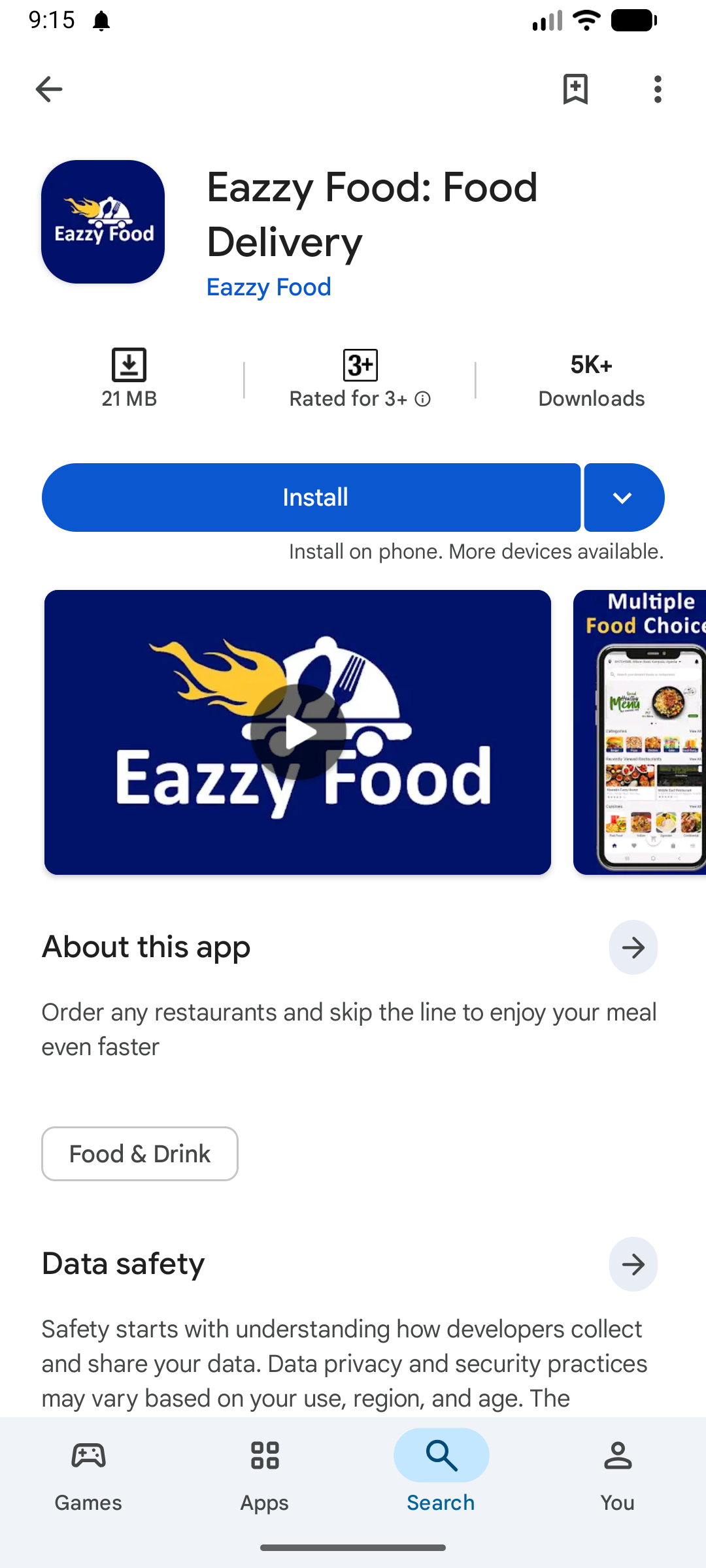Eazzy Food Playstore Screenshot